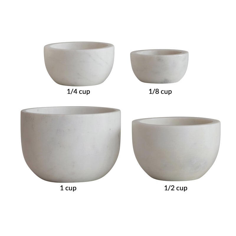 Creative Co-op White Marble Bowls (Set of 4) - Image 4